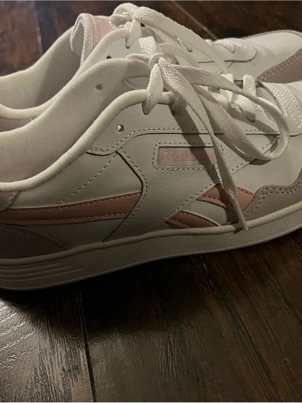 Reebok White & Blush Low-Top Sneakers
